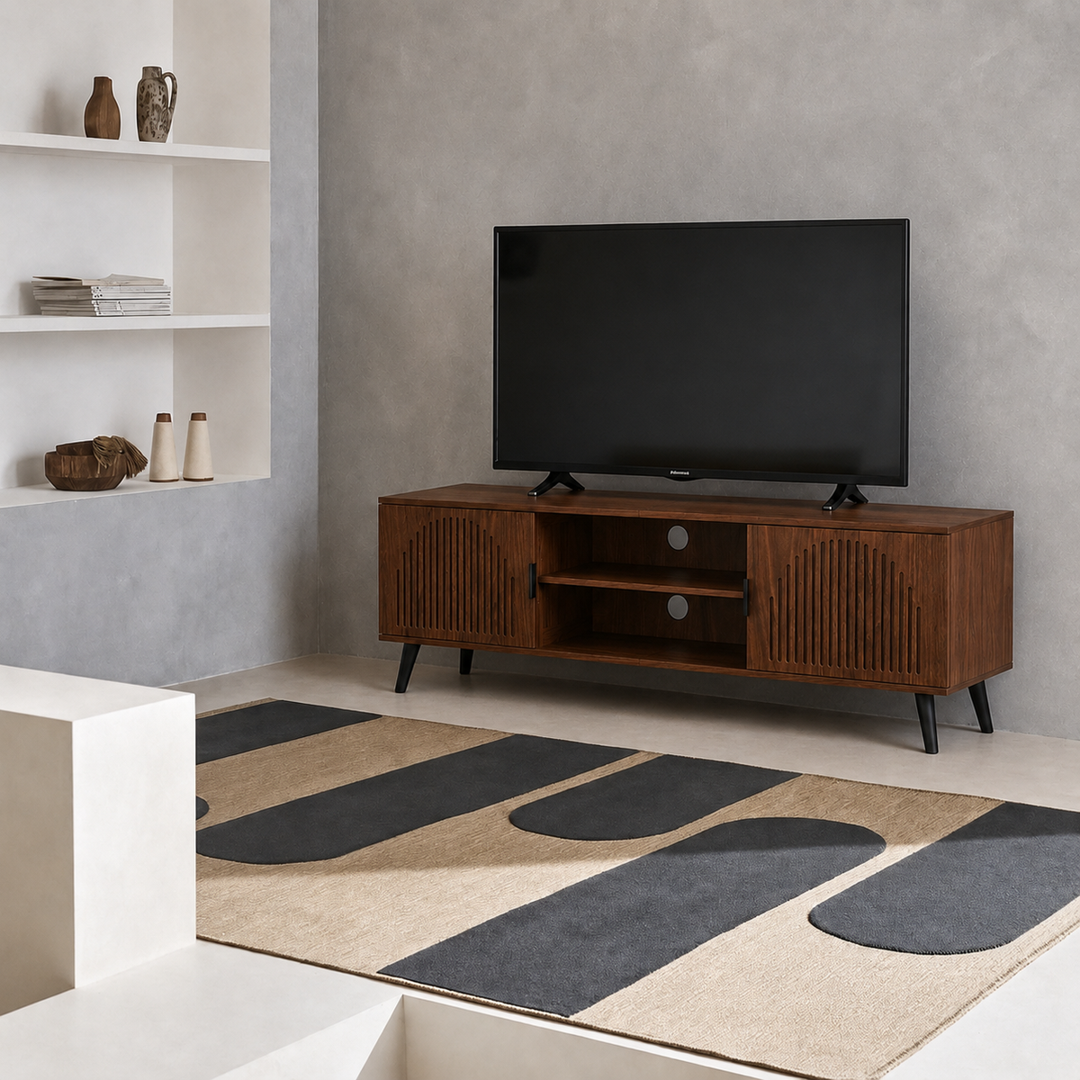 Meuble TV en Bois de Noyer Style Moderne