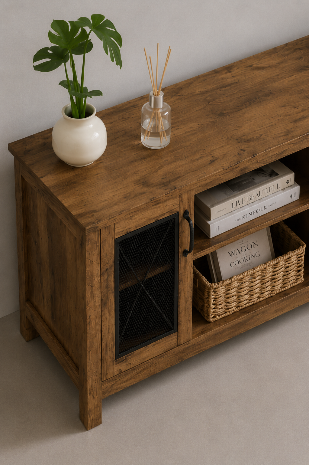 Meuble TV Moderne Minimaliste Ajustable, Unité de Rangement pour Salon