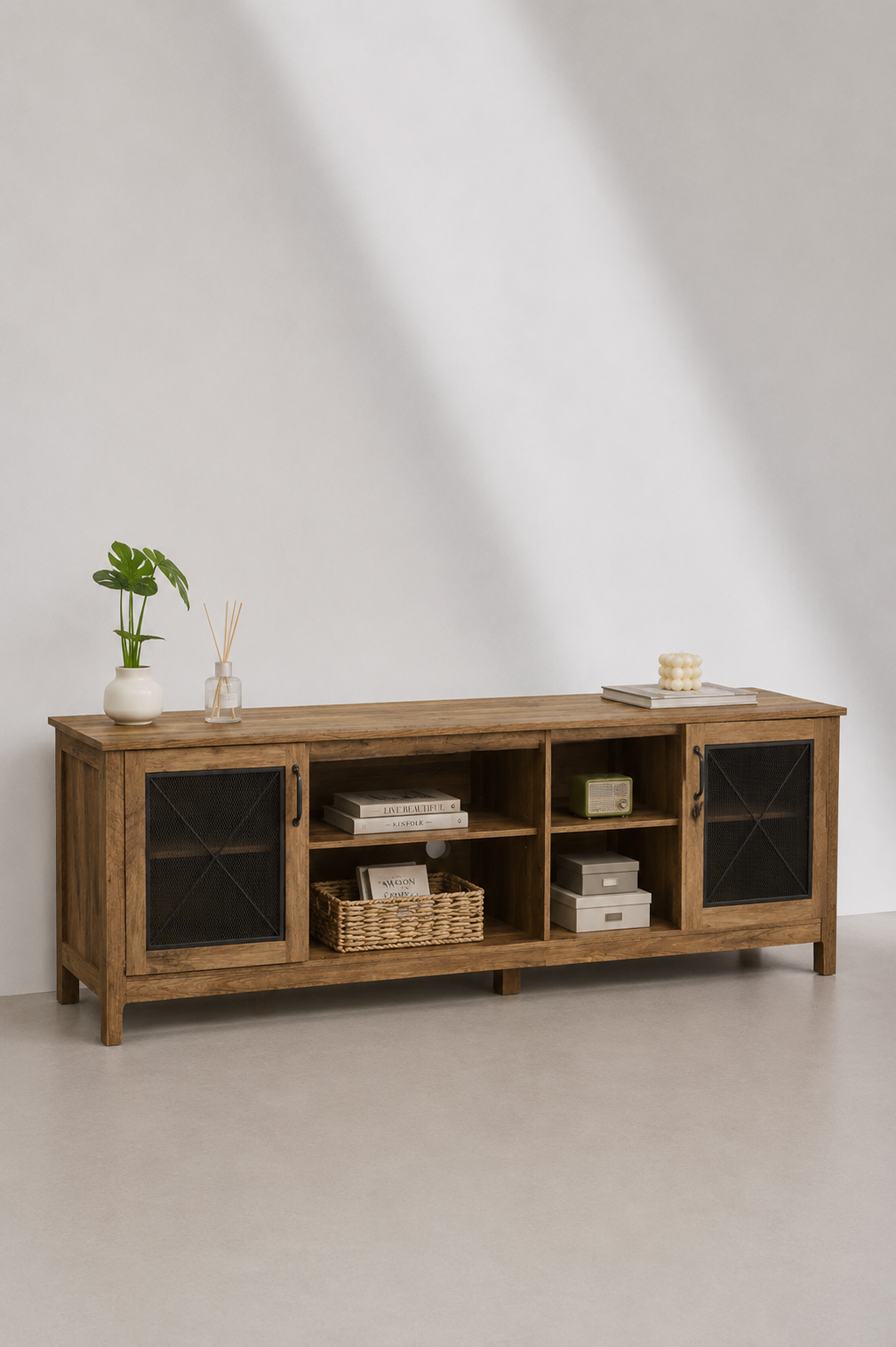 Meuble TV Moderne Minimaliste Ajustable, Unité de Rangement pour Salon