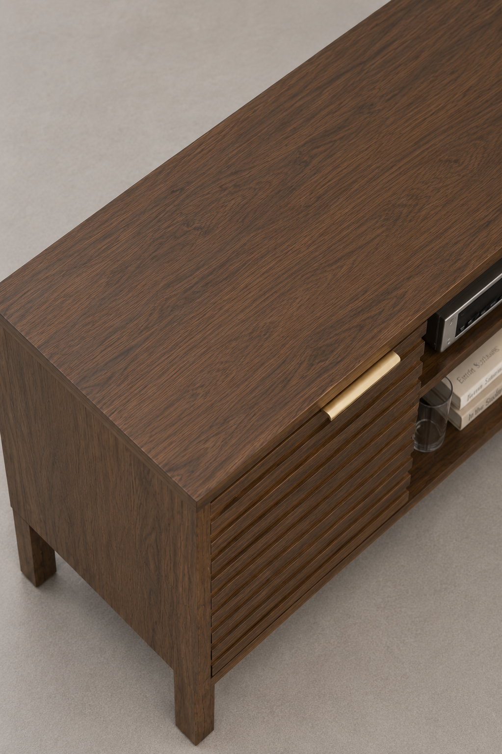 Meuble TV en Noyer au Style Japandi Moderne