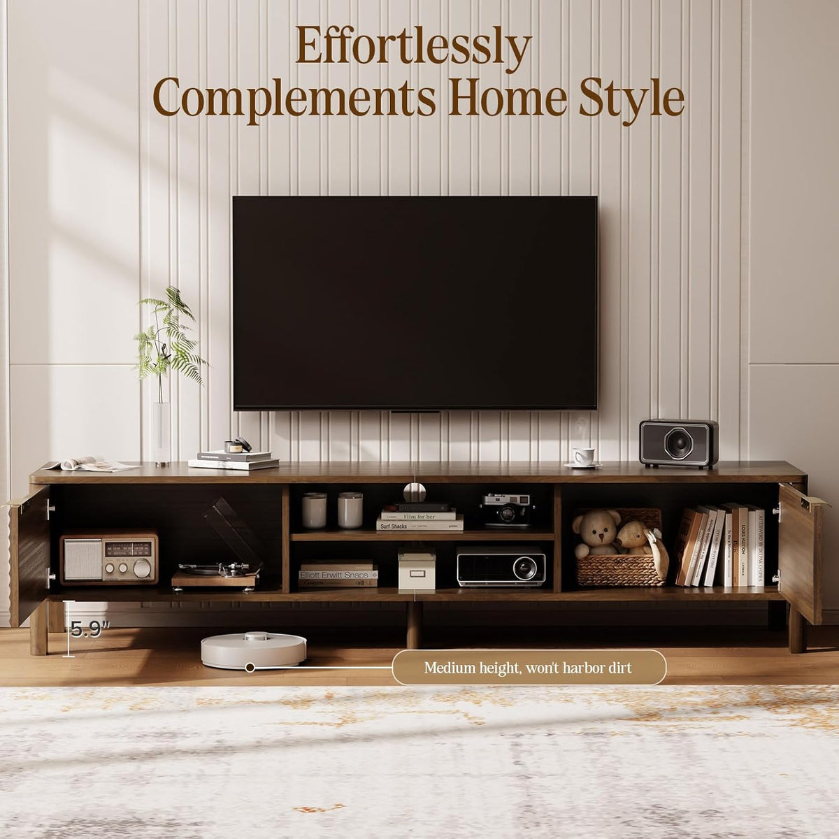 Meuble TV en Noyer au style japandi moderne ASTRA