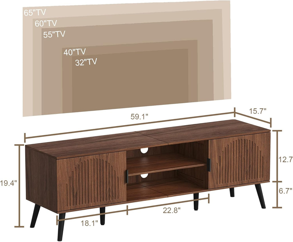 Meuble TV en Bois de Noyer style moderne du milieu du siècle GUAVO