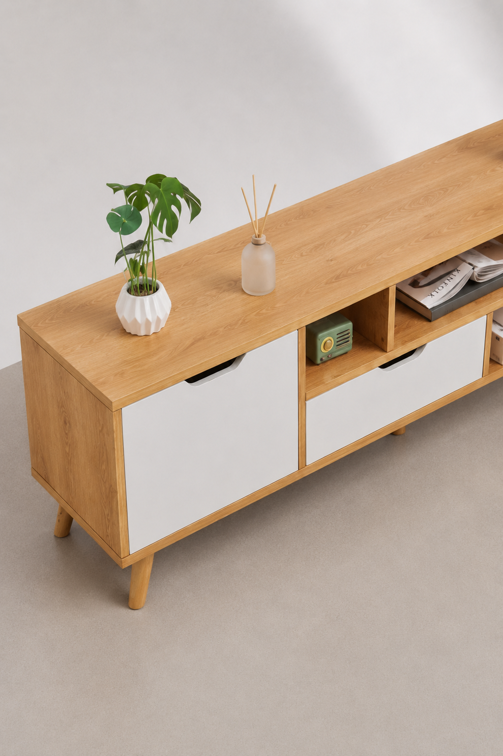 Meuble TV Scandinave Bois Massif Salon & Chambre