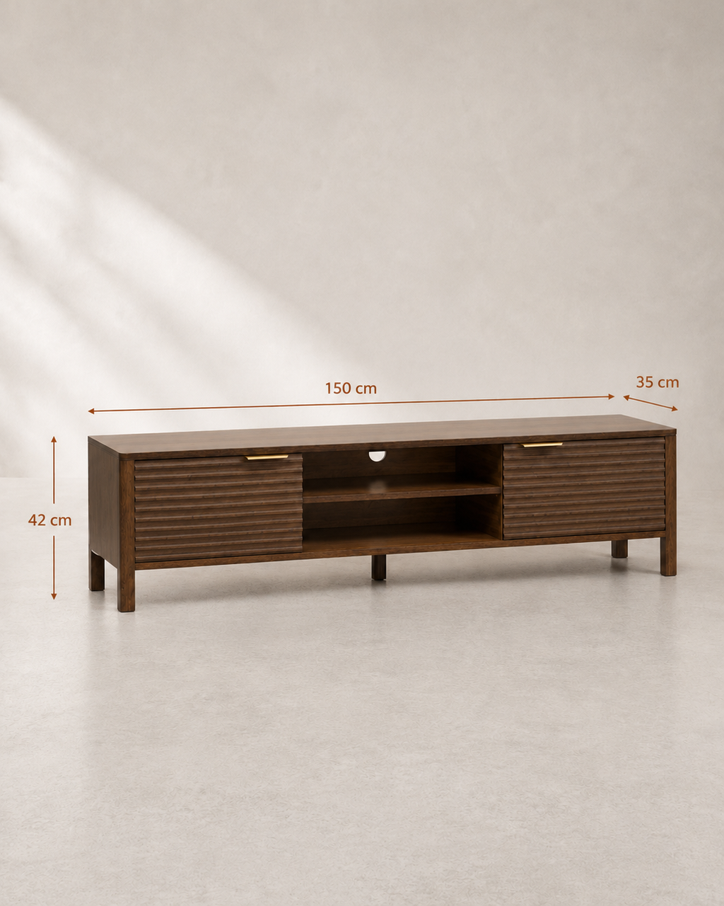 Meuble TV en Noyer au Style Japandi Moderne