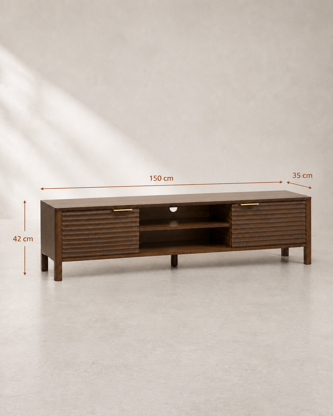 Meuble TV en Noyer au Style Japandi Moderne