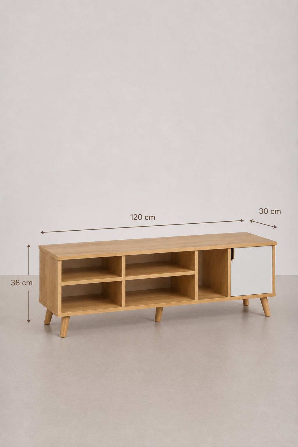 Meuble TV 2-en-1 Scandinave Bois Salon & Chambre