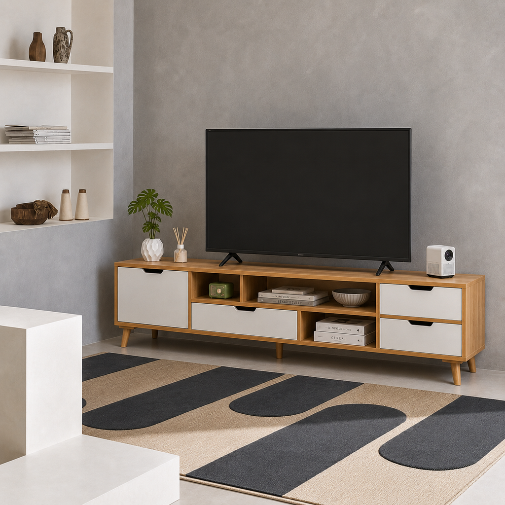 Meuble TV Scandinave Bois Massif Salon & Chambre