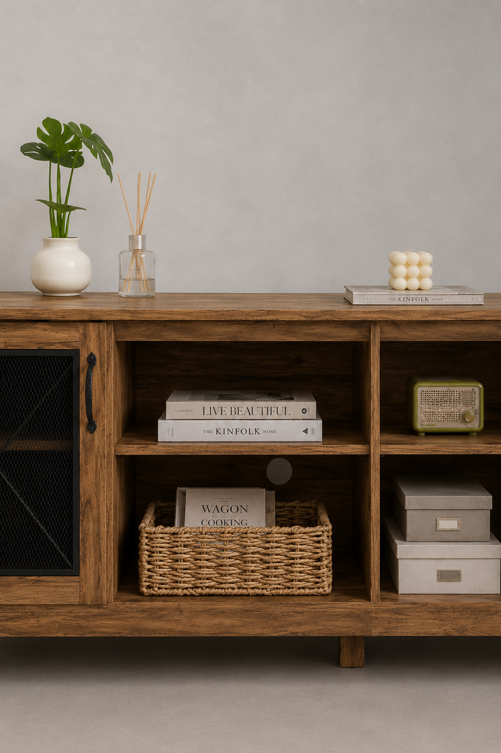 Meuble TV Moderne Minimaliste Ajustable, Unité de Rangement pour Salon