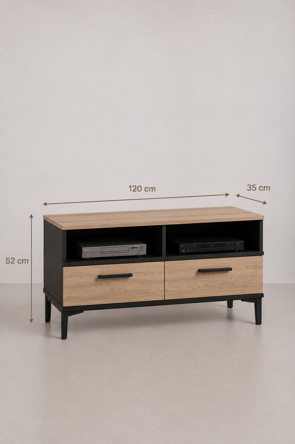 Meuble TV Industriel 120 cm Chêne & Acier Noir pour Salon