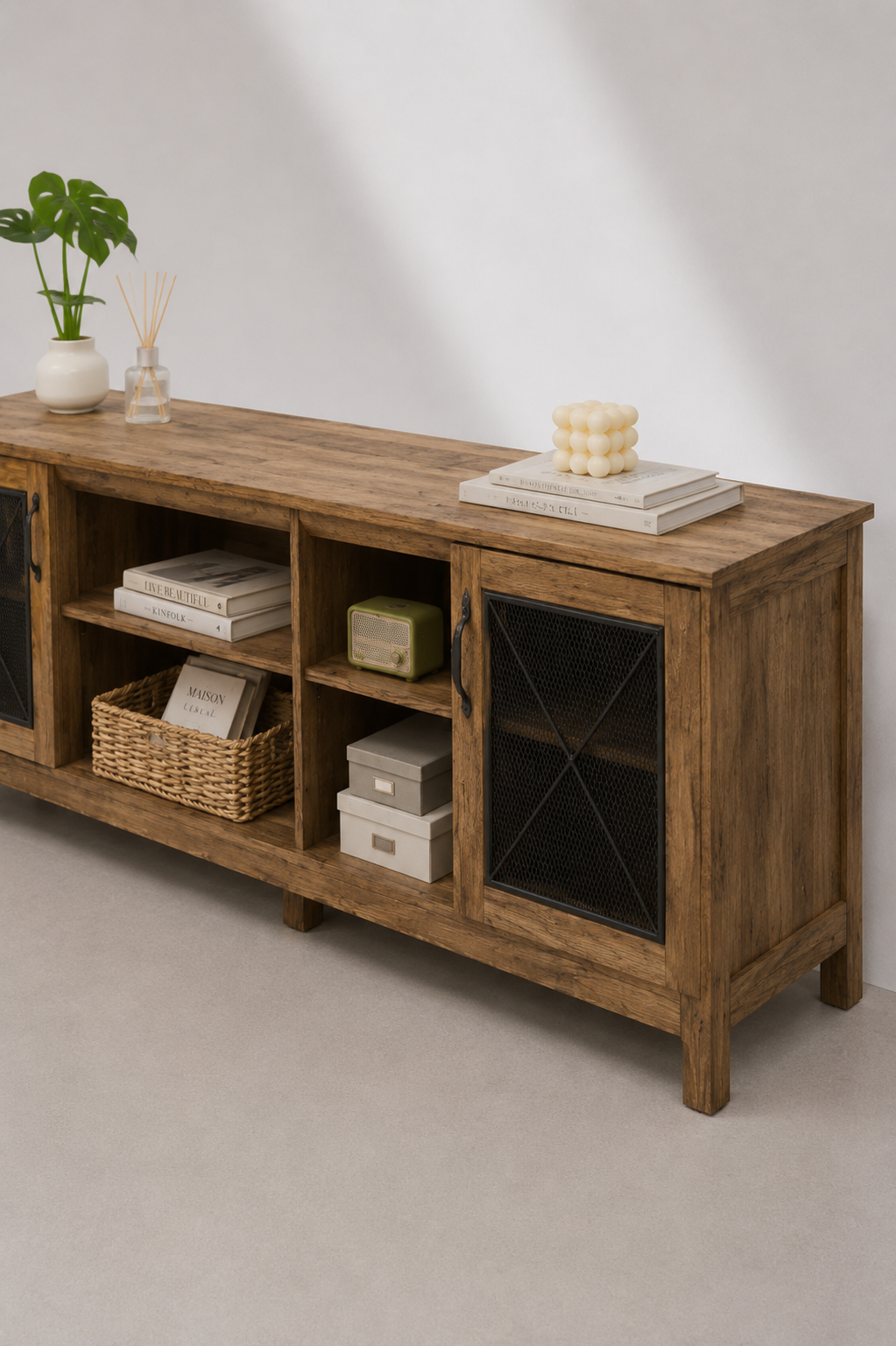 Meuble TV Moderne Minimaliste Ajustable, Unité de Rangement pour Salon
