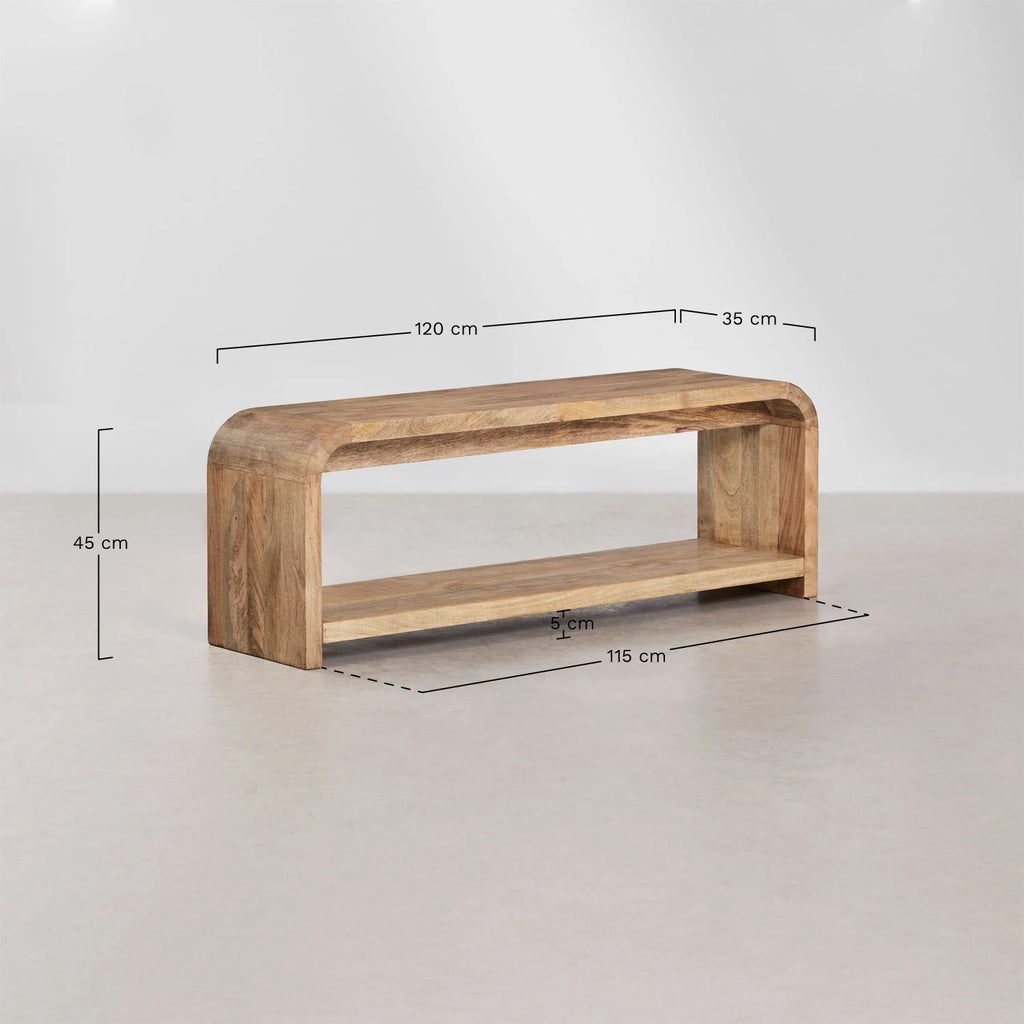 Meuble TV 120x35 cm en bois LÉON