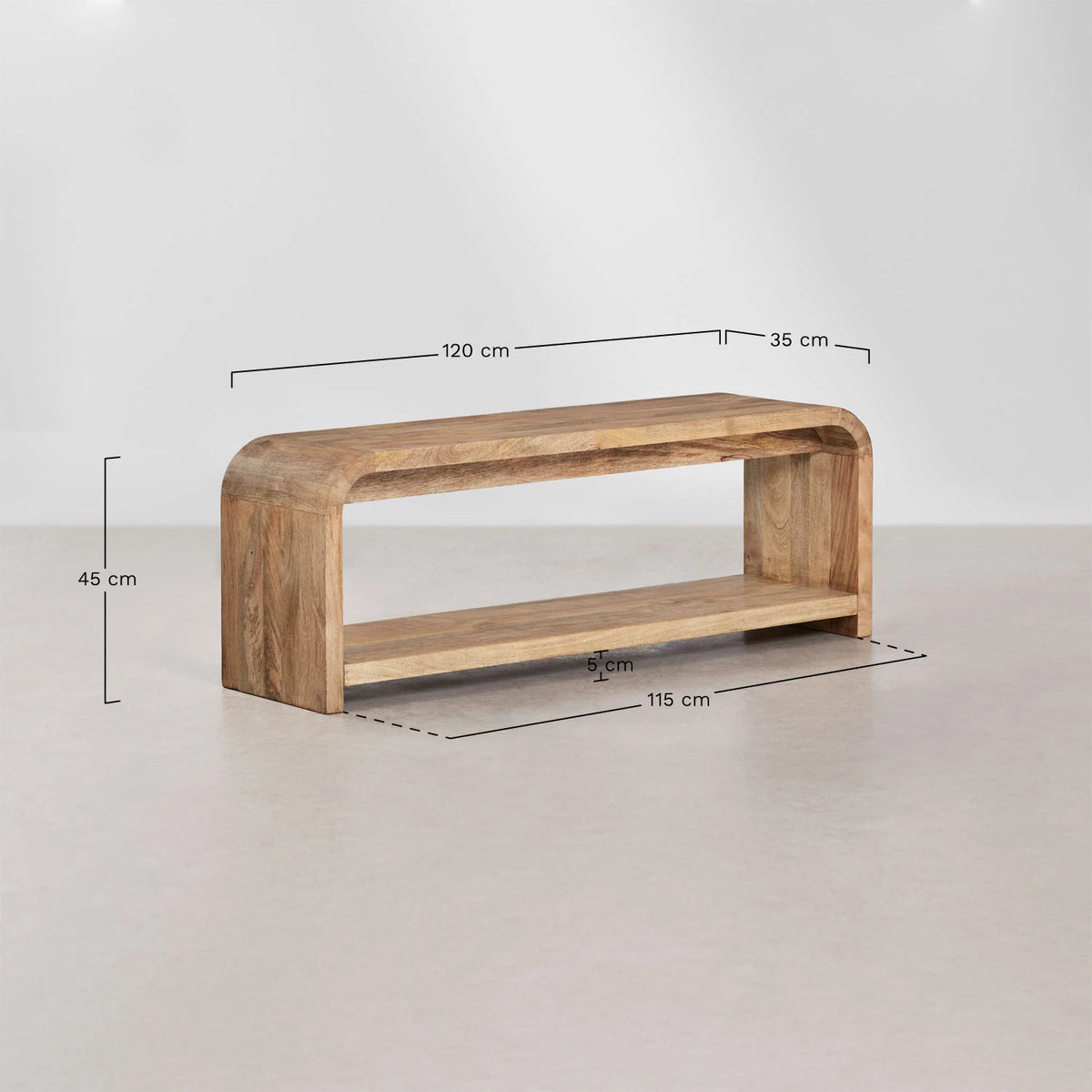 Meuble TV 120x35 cm en bois LÉON